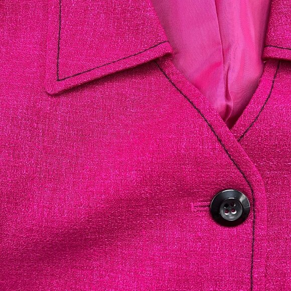 Kasper ASL Dress Women 8 Hot Pink Coat Woven Career Party 80s‎ Hong Kong VTG - Picture 3 of 11